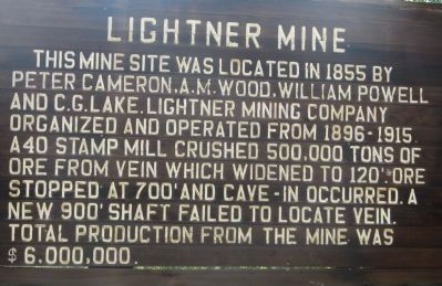 Lightner Mine Marker. Click for full size. Lightner Mine Marker image. Click for full size.