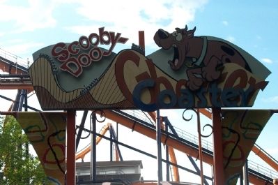 Scooby-Doo Ghoster Coaster entrance sign. image. Click for full size.