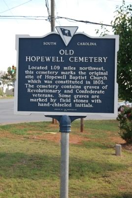 Old Hopewell Cemetery Marker. Click for full size. Old Hopewell Cemetery Marker image. Click for full size.