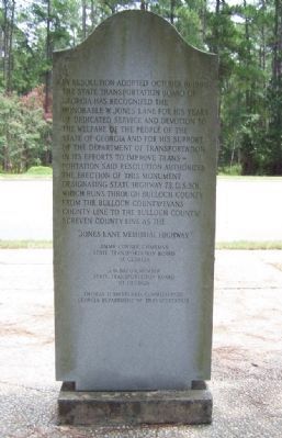 W. Jones Lane Highway Marker reverse. Click for full size. W. Jones Lane Highway Marker reverse image. Click for full size.