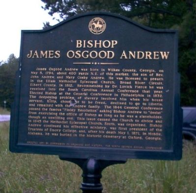Bishop James Osgood Andrew Marker image. Click for full size.