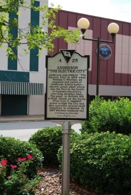 Anderson: "The Electric City" Marker<br>Original Location, Front image. Click for full size.