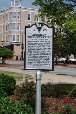 Anderson: "The Electric City" Marker<br>Original Location, Reverse image. Click for full size.
