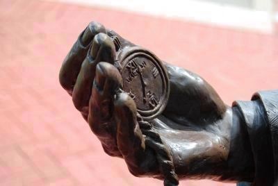 William Church Whitner Statue -<br>Hand and Watch Detail image. Click for full size.