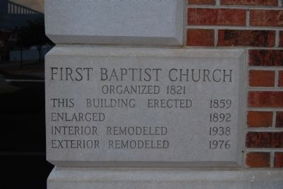The First Baptist Church Cornerstone image. Click for full size.