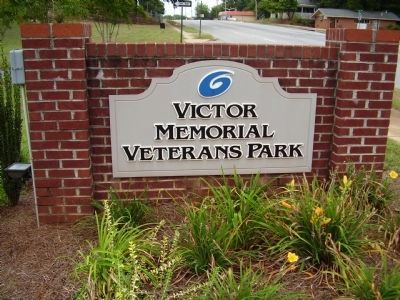 Entrance sign to Victor Memorial Veterans Park image. Click for full size.