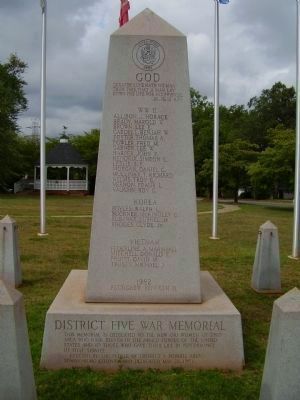 District Five War Memorial Marker image. Click for full size.