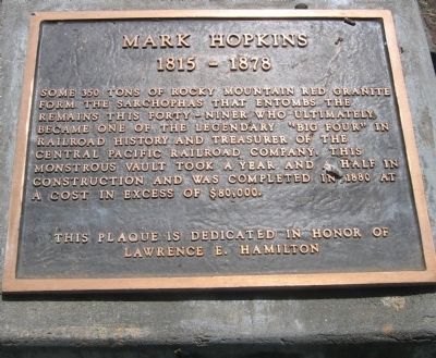 Mark Hopkins Marker. Click for full size. Mark Hopkins Marker image. Click for full size.