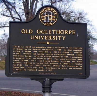 Old Oglethorpe University Marker image. Click for full size.
