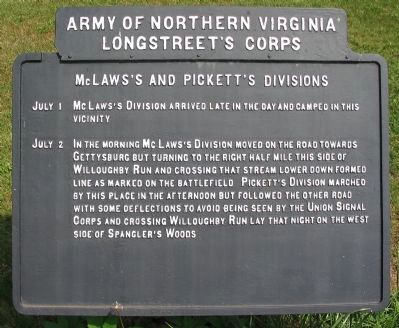 McLaws's and Pickett's Divisions Marker image. Click for full size.