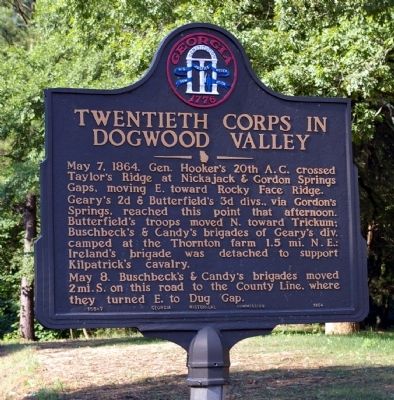 Twentieth Corps in Dogwood Valley Marker image. Click for full size.