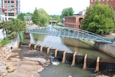 View of Falls Place and the Reedy River from the Gower Bridge image. Click for full size.