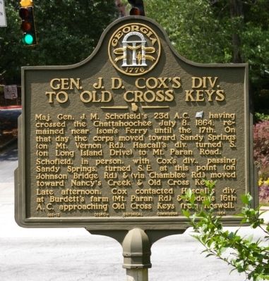 Gen. J. D. Cox's Div. To Old Cross Keys Marker image. Click for full size.