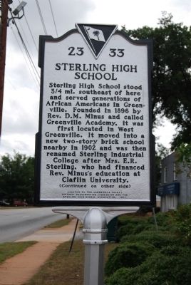 Sterling High School Marker - Front image. Click for full size.