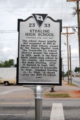 Sterling High School Marker - Reverse image. Click for full size.