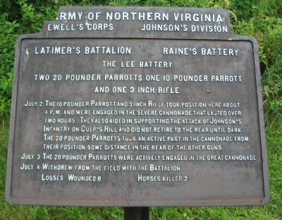 Latimer's Battalion - Raine's Battery Tablet. Click for full size. Latimer's Battalion - Raine's Battery Tablet image. Click for full size.