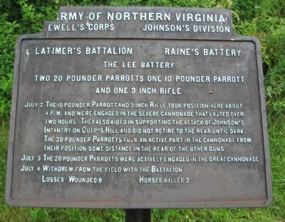 Latimer's Battalion - Raine's Battery Tablet image. Click for full size.
