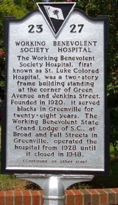 Working Benevolent Society Hospital Marker </b>(front) image. Click for full size.