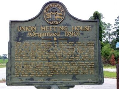 Union Meeting House Marker image. Click for full size.