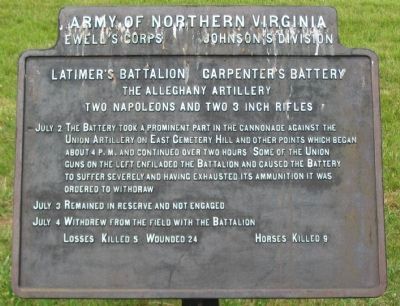 Latimer's Battalion - Carpenter's Battery Tablet. Click for full size. Latimer's Battalion - Carpenter's Battery Tablet image. Click for full size.