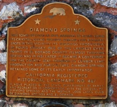 Diamond Springs Marker. Click for full size. Diamond Springs Marker image. Click for full size.
