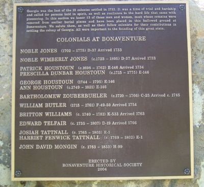 Colonials at Bonaventure Marker. Click for full size. Colonials at Bonaventure Marker image. Click for full size.