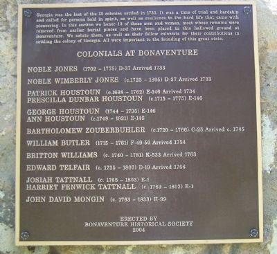 Colonials at Bonaventure Marker image. Click for full size.