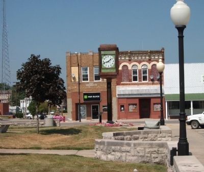Town Clock located on Lincoln Square image. Click for full size.
