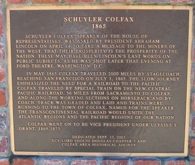 Schuyler Colfax Marker image. Click for full size.