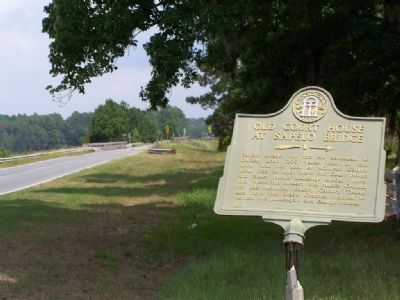 Old Court House At Sapelo Bridge Marker and todays Sapelo Bridge US 17, looking north image. Click for full size.