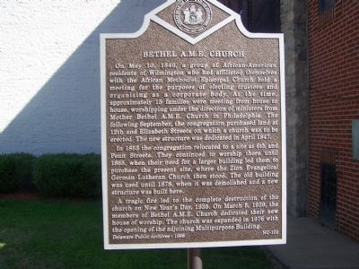 Bethel A.M.E. Church Marker image. Click for full size.