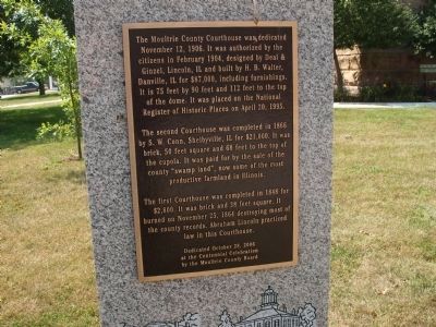 Moultrie County Courthouses Marker. Click for full size. Moultrie County Courthouses Marker image. Click for full size.