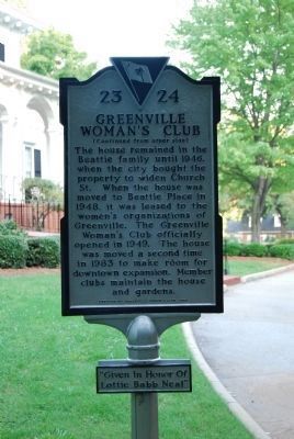 Greenville Women's Club Marker. Click for full size. Greenville Women's Club Marker image. Click for full size.