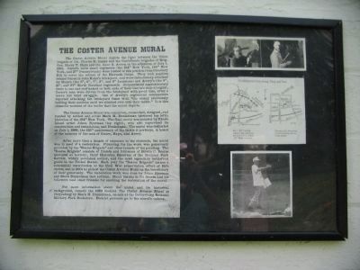 The Coster Avenue Mural Information Sign. Click for full size. The Coster Avenue Mural Information Sign image. Click for full size.