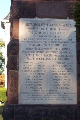 Metropolitan Wesley A.M.E. Zion Church Marker. Click for full size. Metropolitan Wesley A.M.E. Zion Church Marker image. Click for full size.