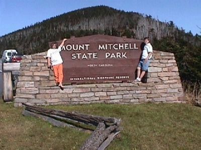 Mt. Mitchell State Park entrance sign.. Click for full size. Mt. Mitchell State Park entrance sign. image. Click for full size.
