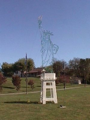Another display - Statue of Liverty. The park is decorated during the Christmas holiday season. image. Click for full size.
