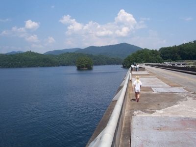 Road / walkway on top of dam. image. Click for full size.