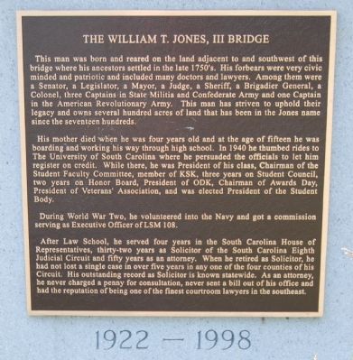 The William T. Jones, III Bridge Marker image. Click for full size.
