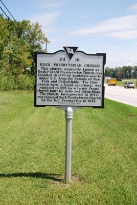Rock Presbyterian Church Marker - Front image. Click for full size.