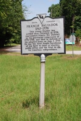 Francis Salvador (1747-1776) Marker. Click for full size. Francis Salvador (1747-1776) Marker image. Click for full size.