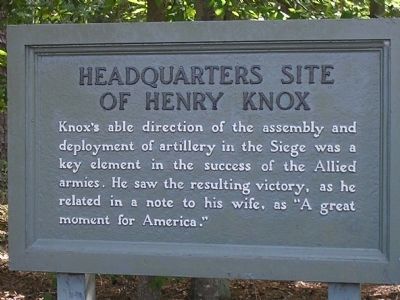 Headquarters Site of Henry Knox Marker. Click for full size. Headquarters Site of Henry Knox Marker image. Click for full size.