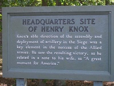 Headquarters Site of Henry Knox Marker image. Click for full size.