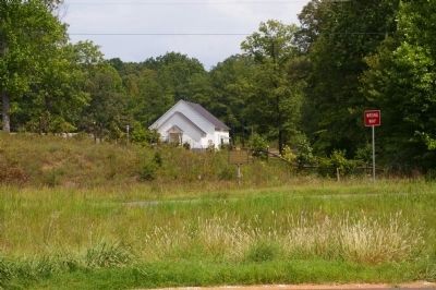 Sacred Harp Singing Marker and Holly Springs Church across US 27 image. Click for full size.