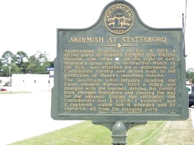 Skirmish at Statesboro Marker. Click for full size. Skirmish at Statesboro Marker image. Click for full size.