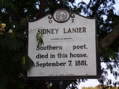 Sidney Lanier Marker. Click for full size. Sidney Lanier Marker image. Click for full size.