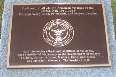 African American Veterans of the Korean War, 1950-1953 Marker. Click for full size. African American Veterans of the Korean War, 1950-1953 Marker image. Click for full size.