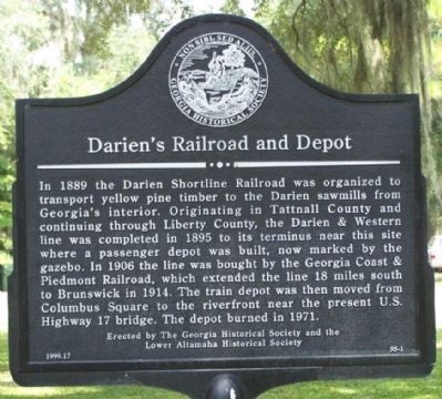 Darien's Railroad and Depot Marker image. Click for full size.