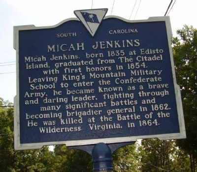 King's Mountain Military Academy Site / Micah Jenkins Marker. Click for full size. King's Mountain Military Academy Site / Micah Jenkins Marker image. Click for full size.