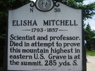 Elisha Mitchell Marker. Click for full size. Elisha Mitchell Marker image. Click for full size.